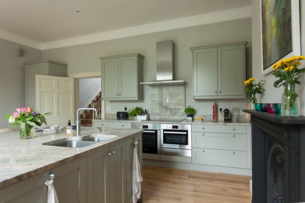 Soft Hues Create a Calm Mood in a Historic Kitchen