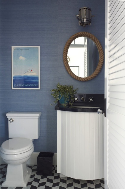 Beach Style Powder Room by Burnham Design