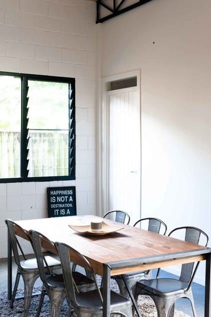 Industrial Dining Room by Gold Coast Building Designers