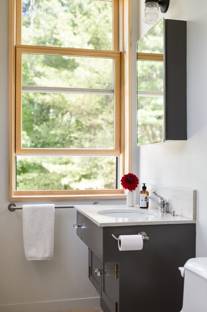 Transitional Bathroom by Caleb Johnson Architects + Builders