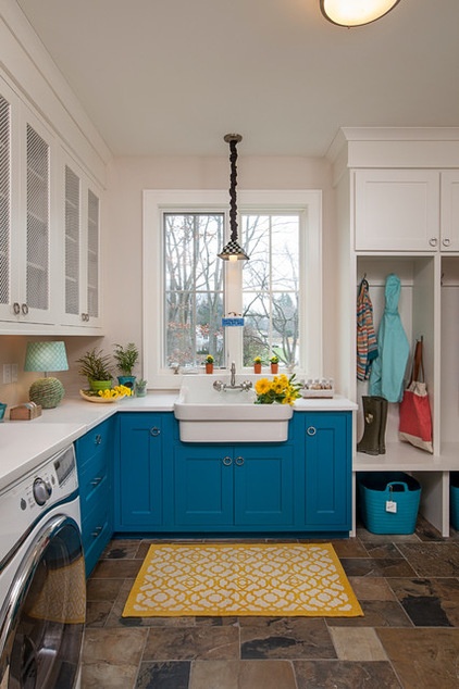 Transitional Laundry Room by Laura Zender Design, Allied ASID