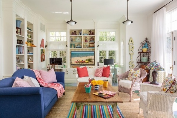 Beach Style Family Room by Alison Kandler Interior Design