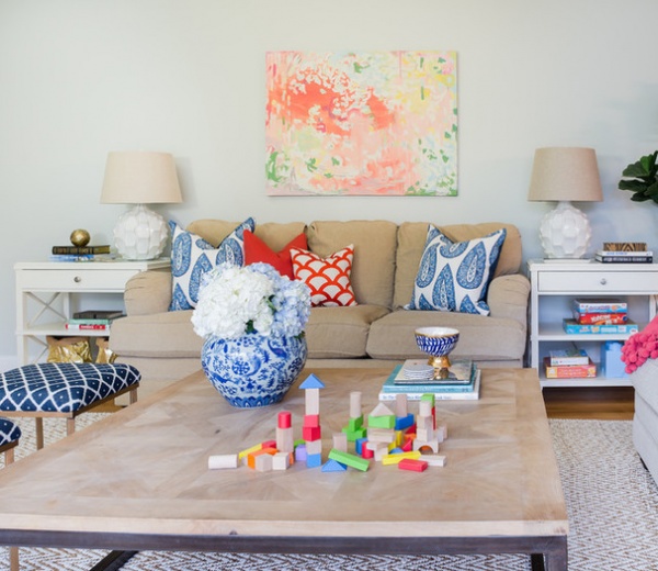 Transitional Family Room by Honey & Fitz