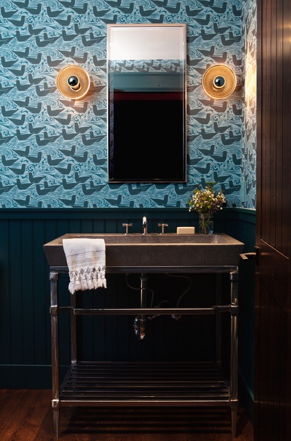 Transitional Powder Room by Michele Lee Willson Photography