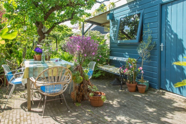 Eclectic Patio by Margot Hartford Photography