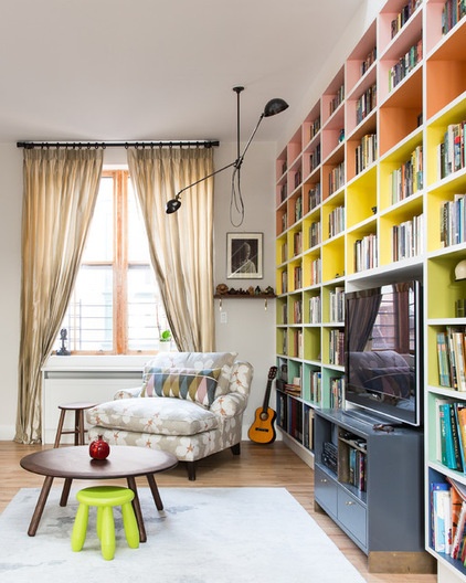 Transitional Family Room by Front Studio Architects