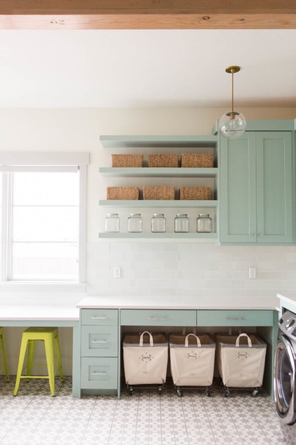 Transitional Laundry Room by Ashley Winn Design