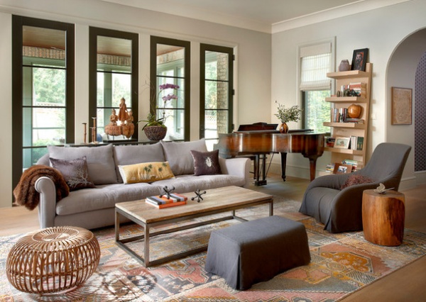 Transitional Family Room by Lara Prince Designs, Inc.